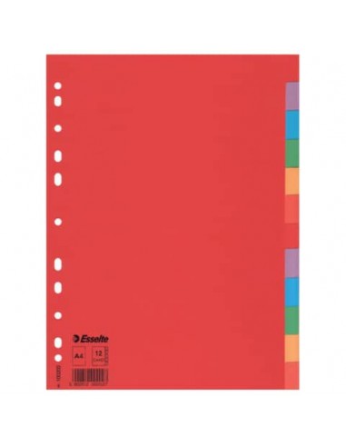 Intercalari Esselte a 12 tasti colorati in carta riciclata 100202