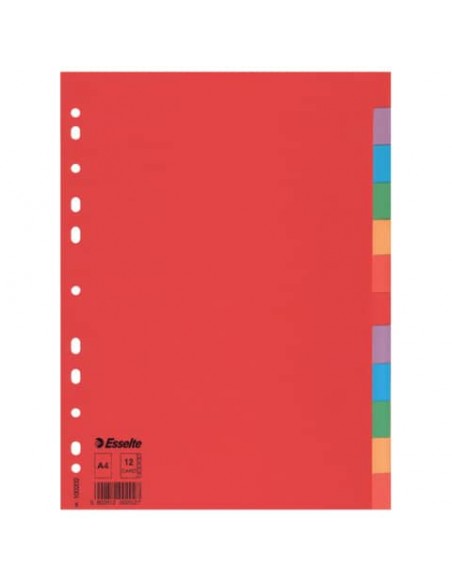 Intercalari Esselte a 12 tasti colorati in carta riciclata 100202