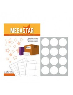 Etichette bianche rotonde con margini Megastar 12 et./foglio conf. da 100 fogli d.60 mm - LP4MS-60