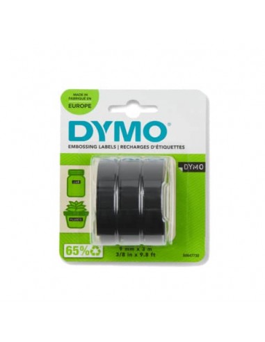 Nastri a rilievo per etichettatrici Dymo vinile 9 mm x 3 m bianco/nero blister da 3 - S0847730
