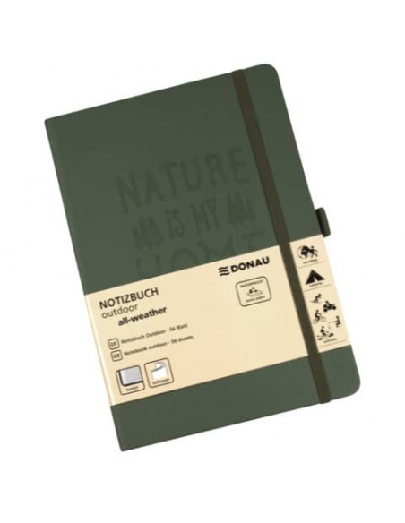Taccuino con copertina impermeabile Donau Outdoor A5 120 g/m² verde oliva 330370011