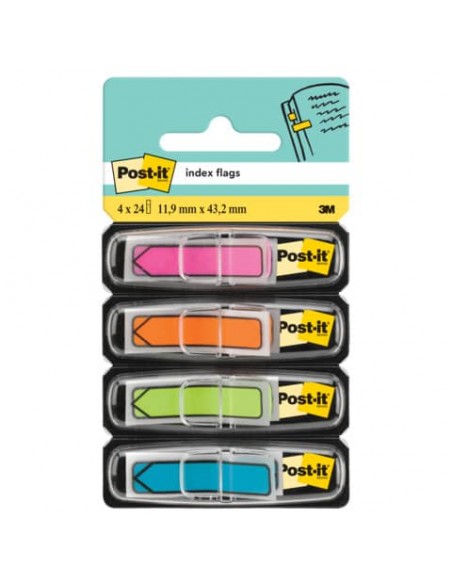 Segnapagina removibili Post-it® Index Mini ''Freccia'' 684 colori vivaci assortiti - 4 conf. da 24 - 684ARR4