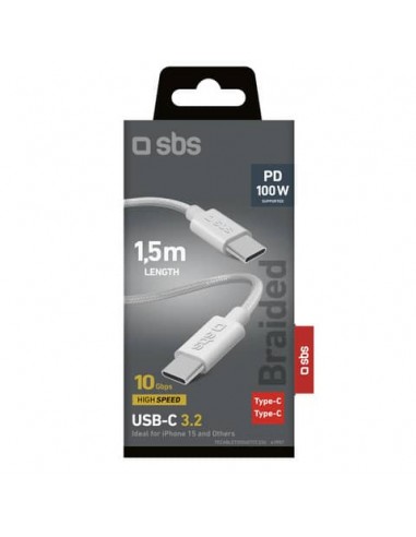Cavo SBS USB-C/USB-C 3.2 - 100W - 10 Gbps - grigio TECABLETISSUETCC32G