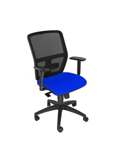 Sedia operativa girevole Unisit Kemper KMA schienale in rete - rivestimento Eco blu - con braccioli - KMA/BRF/EB