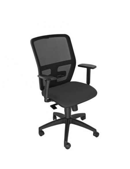 Sedia operativa girevole Unisit Kemper KMA schienale in rete - rivestimento Eco nero - con braccioli - KMA/BRF/EN