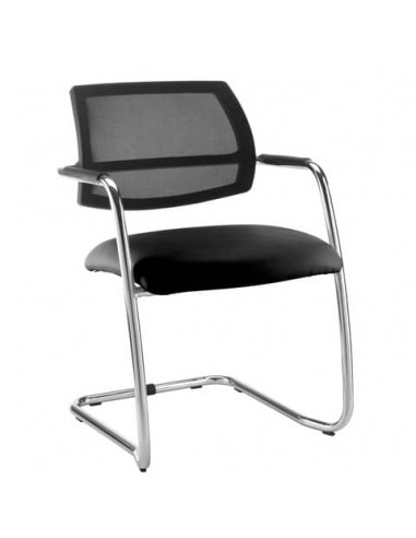 Sedia visitatore con slitta Unisit Lithium LTLTN - schienale in rete nero - rivestimento Eco nero - LTLTN/EN/N
