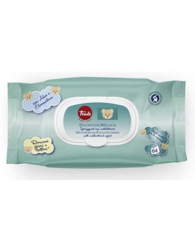 Salviettine milleusi igienizzanti con antibatterico Trudi Baby Care conf. 64 pezzi con tappo - 00772