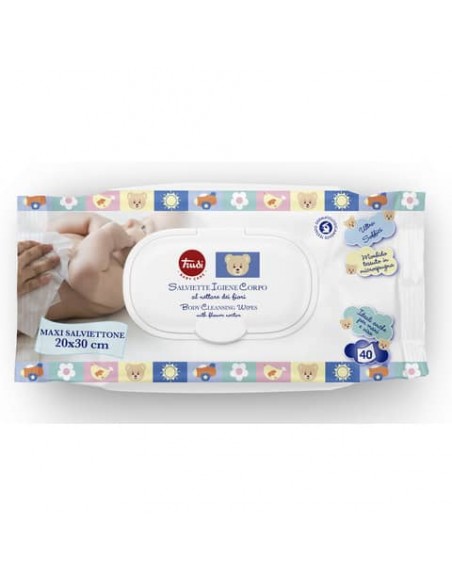 Salviette igiene corpo al nettare dei fiori Trudi Baby Care 20x30 cm conf. 40 pezzi con tappo - 00773