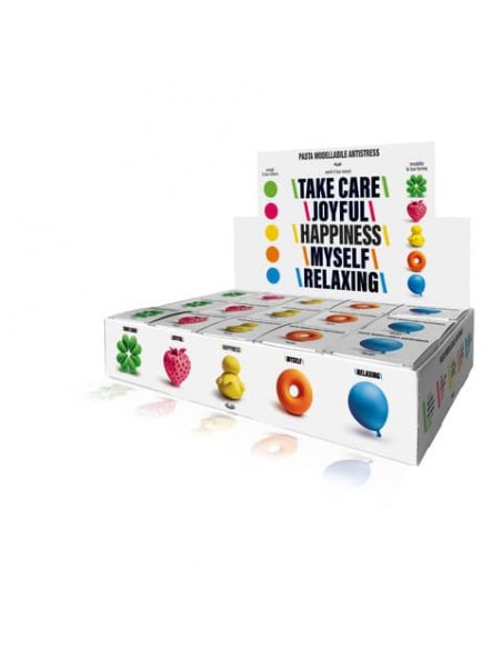 Espositore 15 scatoline di pasta modellabile antistress Didò colori