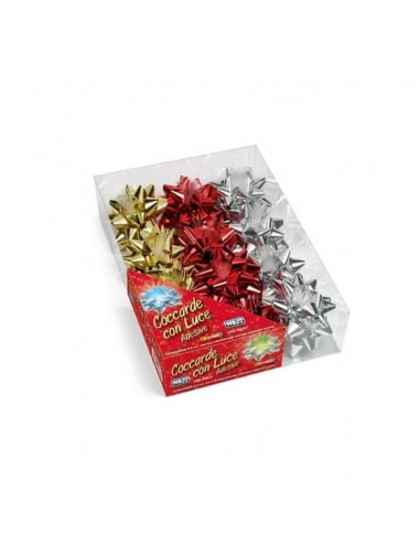 Coccarde luminose Lebez Ø 8 cm in colori assortiti - conf. 12 pezzi - 60227