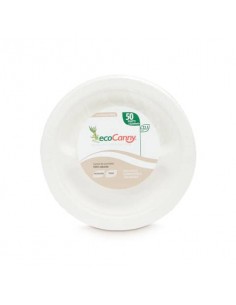 Piatti a 2 scomparti bio-compostabili ecoCanny Party bianco Ø225x22 mm conf. 50 pz - ECO‐008CA