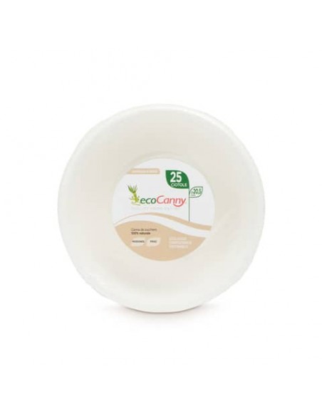 Ciotola bio-compostabile ecoCanny Take Away bianco Ø205x60 mm conf. 25 pz  - ECO‐205CA