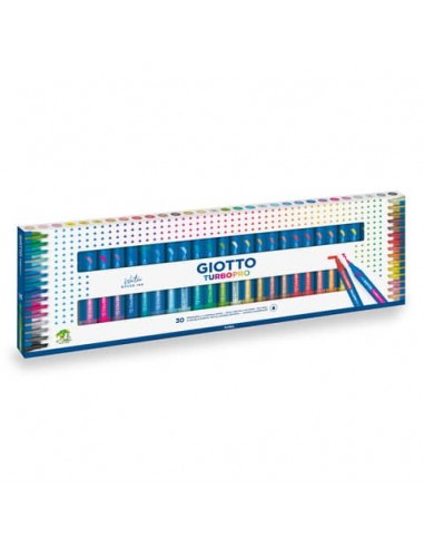 Pennarelli doppia punta acquerellabile Giotto TURBO PRO - conf. da 30 colori asortiti - F427900