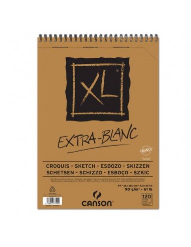 Album spiralato CANSON XL Extra White bianco 90 g/m² 120 fogli A4 C200787500