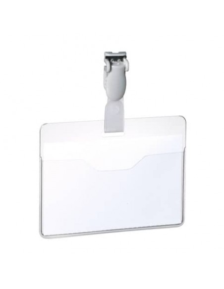 Portanomi con clip DURABLE EUROBADGE tasca aperta plastica trasparente inserto 60x90mm  conf. 25 - 814719