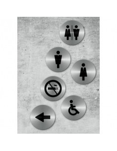 Targhette adesive Securit® in acciaio inox - icone assortite - conf. 6 pezzi - SI-SS-SET