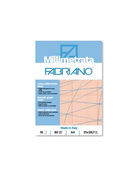 Blocco carta millimetrata Fabriano 10 fogli - 80 g formato A4 - 19100662