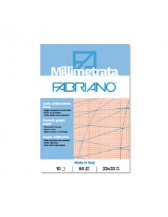 Blocco carta millimetrata Fabriano - 10 fogli - 80 g formato 23x33 cm 19100663