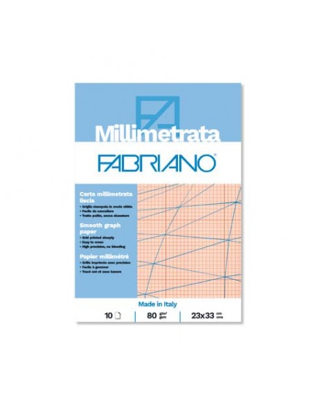 Blocco carta millimetrata Fabriano - 10 fogli - 80 g formato 23x33 cm 19100663
