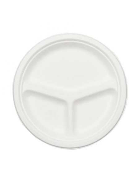 Piatto a 3 scomparti in bagassa sbiancata Ferrari Bio conf. 100 pz 260x25