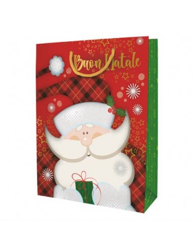 Shopper Natalizia Biembi Premium ''Babbo Natale'' - conf. 6 pezzi - 18x23x10 cm - BXS202P10B