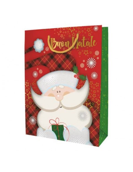 Shopper Natalizia Biembi Premium ''Babbo Natale'' - conf. 6 pezzi - 33x46x13