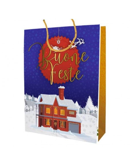 Shopper Natalizia Biembi Premium ''Buone feste'' - conf. 6 pezzi - 18x23x10 cm - BXS202P11B