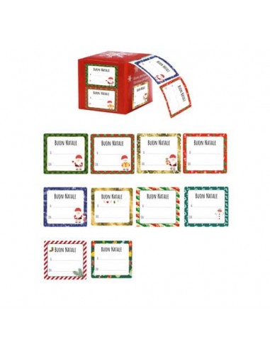 Scatola da 50 chiudipacco adesivi Biembi fantasia natalizia BAP202F39
