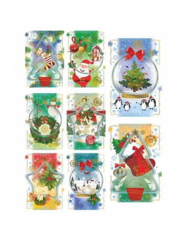 Biglietti augurali Natalizi glitterati Biembi 12x18 cm - conf. 8 pezzi - assortiti - B2X202C63