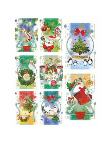 Biglietti augurali Natalizi glitterati Biembi 12x18 cm - conf. 8 pezzi - assortiti - B2X202C63