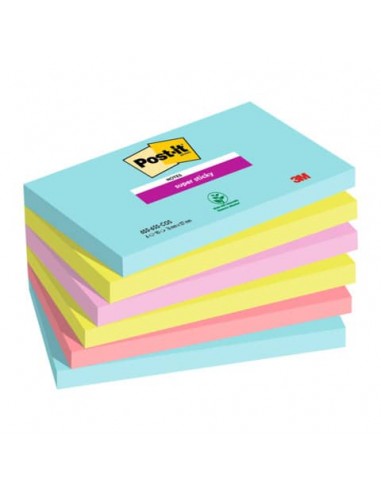 Foglietti riposizionabili Post-it® Super-Sticky Cosmic 76x127mm assortiti conf. 6 blocch. da 90 ff - 655-6SS-COS