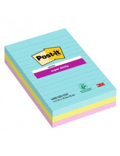 Foglietti Post-it® Super Sticky XXL Cosmic a righe assortiti conf. 3 blocchetti da 90 ff - 4690-SS3 COS