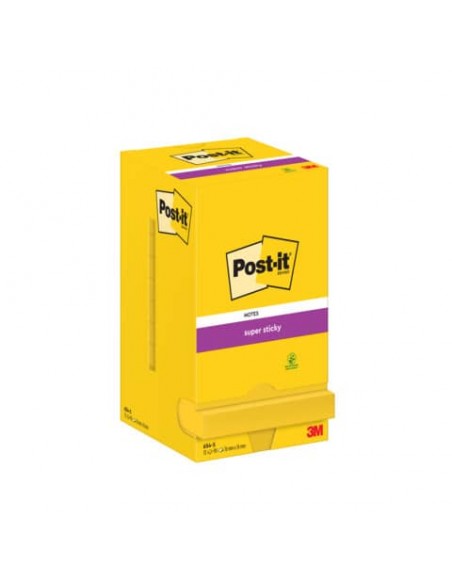 Foglietti riposizionabili Super Sticky Notes Post-it® giallo oro - 76x76 mm 12 blocchetti da 90 ff - 654-S