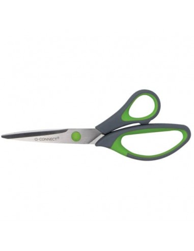 Forbici Q-Connect Softgrip lame asimmetriche grigio/verde 20 cm KF00754