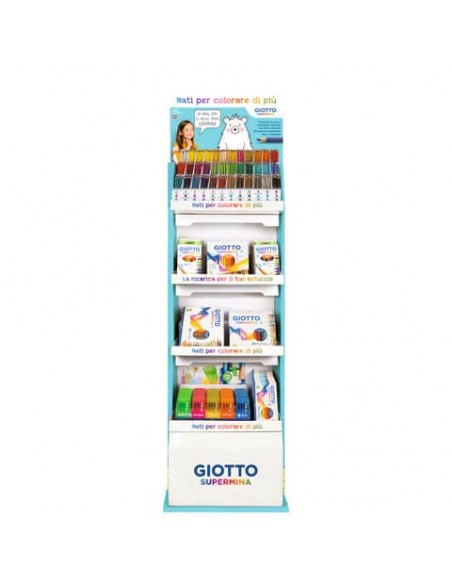 Espositore 99 matite colorate Giotto Supermina varie + pennarelli New Turbocolor - F947200