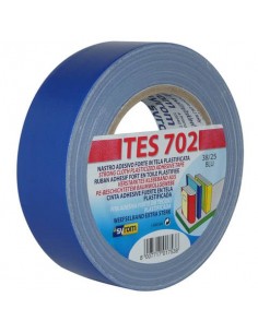 Nastro adesivo in tela Tes 702 SYROM formato 38mm x 25 m - materiale tela plastificata blu - 1753