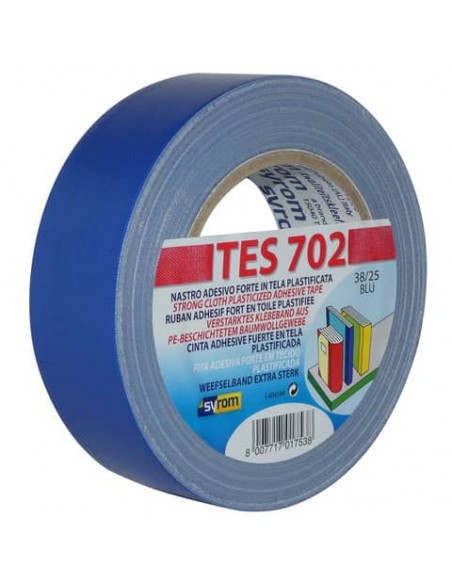 Nastro adesivo in tela Tes 702 SYROM formato 38mm x 25 m - materiale tela plastificata blu - 1753