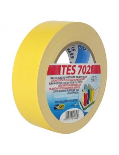 Nastro adesivo in tela Tes 702 SYROM formato 38 mm x 25 m - materiale tela plastificata giallo - 1743