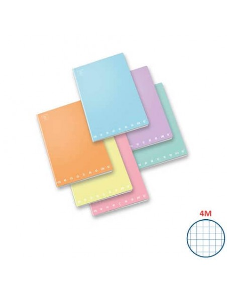Quaderno 42 fogli PIGNA Monocromo Pastel A4 a quadretti 4M assortiti 02298904M