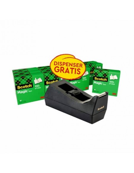 Dispenser per nastro adesivo Scotch® Magic™ C38 nero + 12 rotoli 19 mm x 33 m SM12 Black