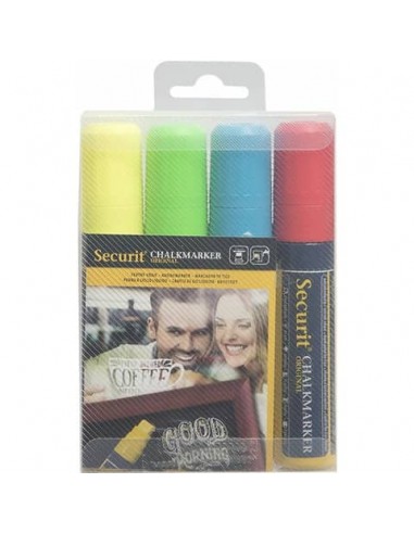 Pennarelli a gesso liquido Securit® a punta grande 7-15 mm assortiti set da 4 pennarelli - SMA720-V4