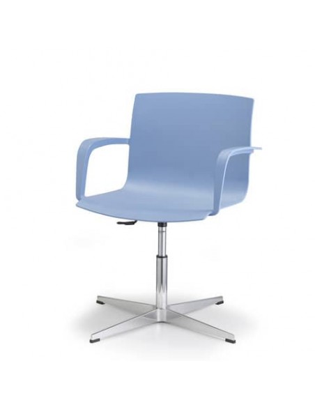 Sedia visitatore girevole su piedini fissi Unisit Melissa MEGP scocca in PPL celeste - braccioli strutturali MEGP/CE