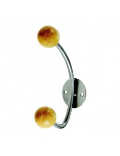 Appendiabiti da muro - 2 pomelli Alco argento/legno U702821