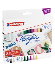 Marcatori acrilici Start Easy Set - punte tonde assortite Edding assortiti 8 colori - E-SES8N