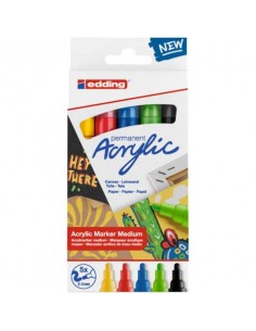 Marcatori acrilici Edding 5100 - punta tonda 2-3 mm tratto medio - assortiti - Conf. 5 pz - E-5100/5S 000
