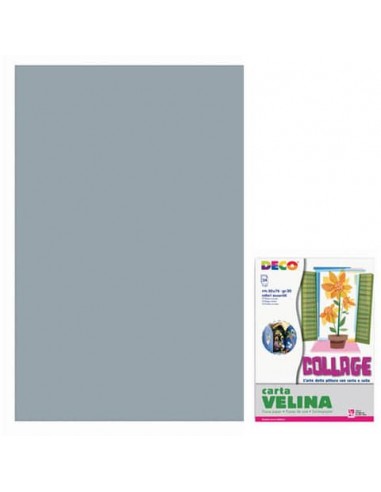 Carta velina 50x76 cm - busta 24 fogli - 20 g/m² Deco argento 05323