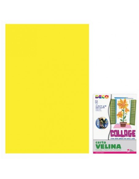 Carta velina 50x76 cm - busta 24 fogli - 20 g/m² Deco giallo 05311