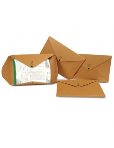 Cartellina a busta con bottone in cartoncino ecologico Euro-Cart - 24x34 cm - avana - FMCXECOBUSTA