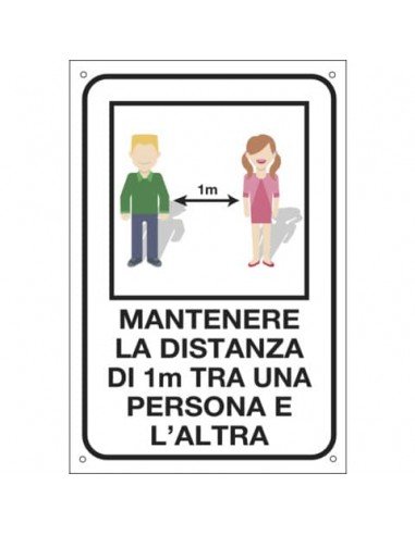 Cartello informativo 20x30 cm Cartelli Segnalatori ''Mantenere la distanza di 1 metro tra una persona e l'altra'' - 35334
