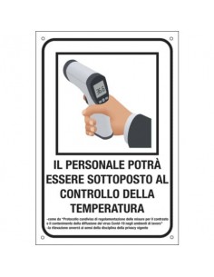 Cartello informativo 20x30 cm Cartelli Segnalatori ''Controllo temperatura del personale'' - E35348